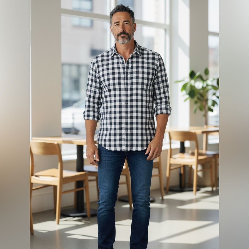 Buttoned Down Black and white checked shirt